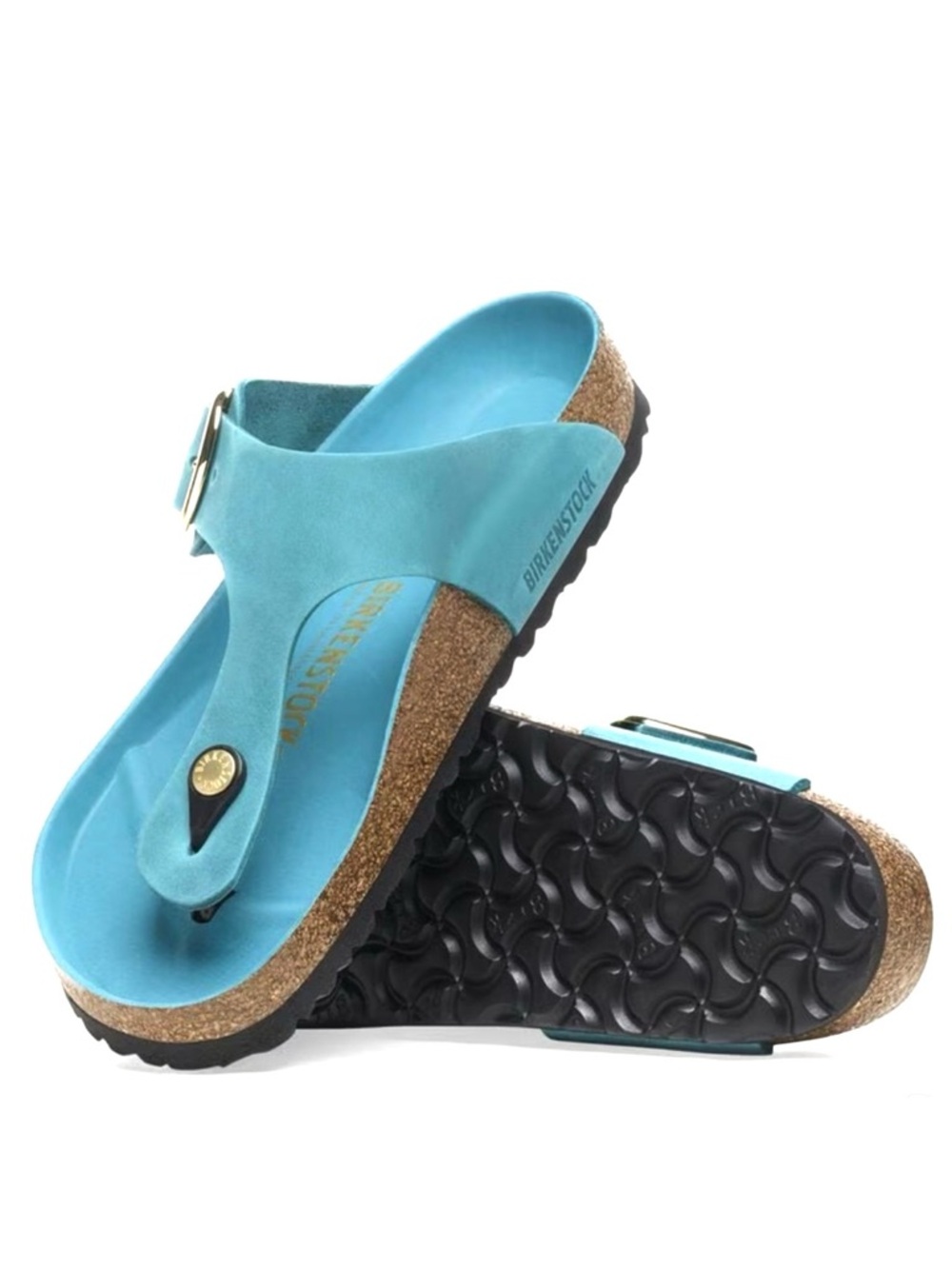 Birkenstock Big Buckle Gizeh Leather In Biscane Bay Size 37 Regular/Wide